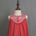 Hot sale red chiffon cotton linen stripe dress